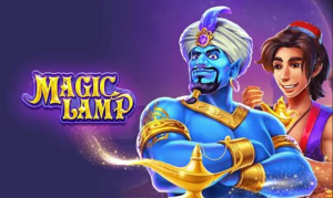 Caça-níqueis Magic Lamp com temática de gênio e deserto mágico.